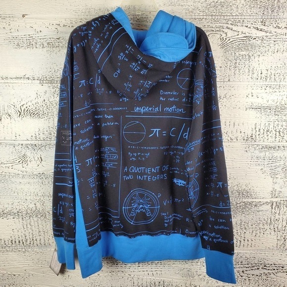 Imperial Motion Hooded Math Formula Hooded Front Zipper Blue Sweater Size XXL - Picture 7 of 11